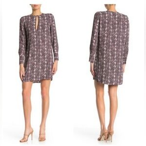 EUC Equipment Femme Bonnie Long Sleeve Key Hole Snake Print Dress - Medium